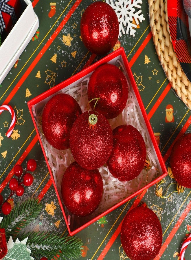 Fairooth 12 Pcs Red Ball Ornaments 2.4 Inch Shatterproof Christmas Tree Decorations Glittering Plastic Hanging Ball Ornaments for Xmas Tree Home Holiday Party Decor - Image 3